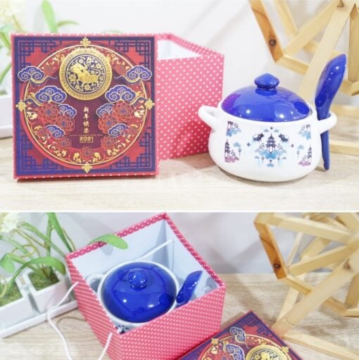 Bowl pot biru blue hard box